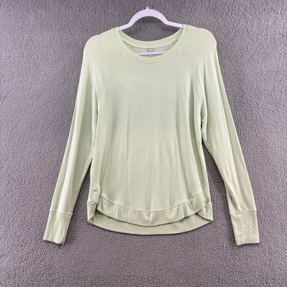 Athleta Seasoft Crew Neck Sweatshirt Womens Medium Green Pullover Modal Soft